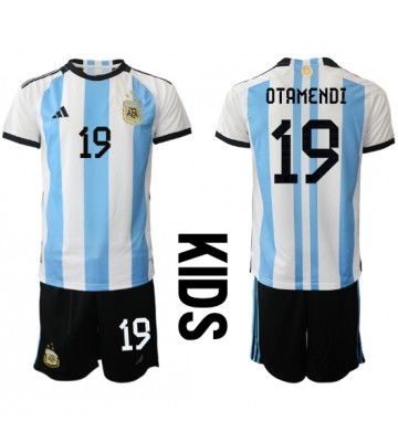 Argentina Nicolas Otamendi #19 Hemmaställ Barn VM 2022 Kortärmad (+ Korta byxor)